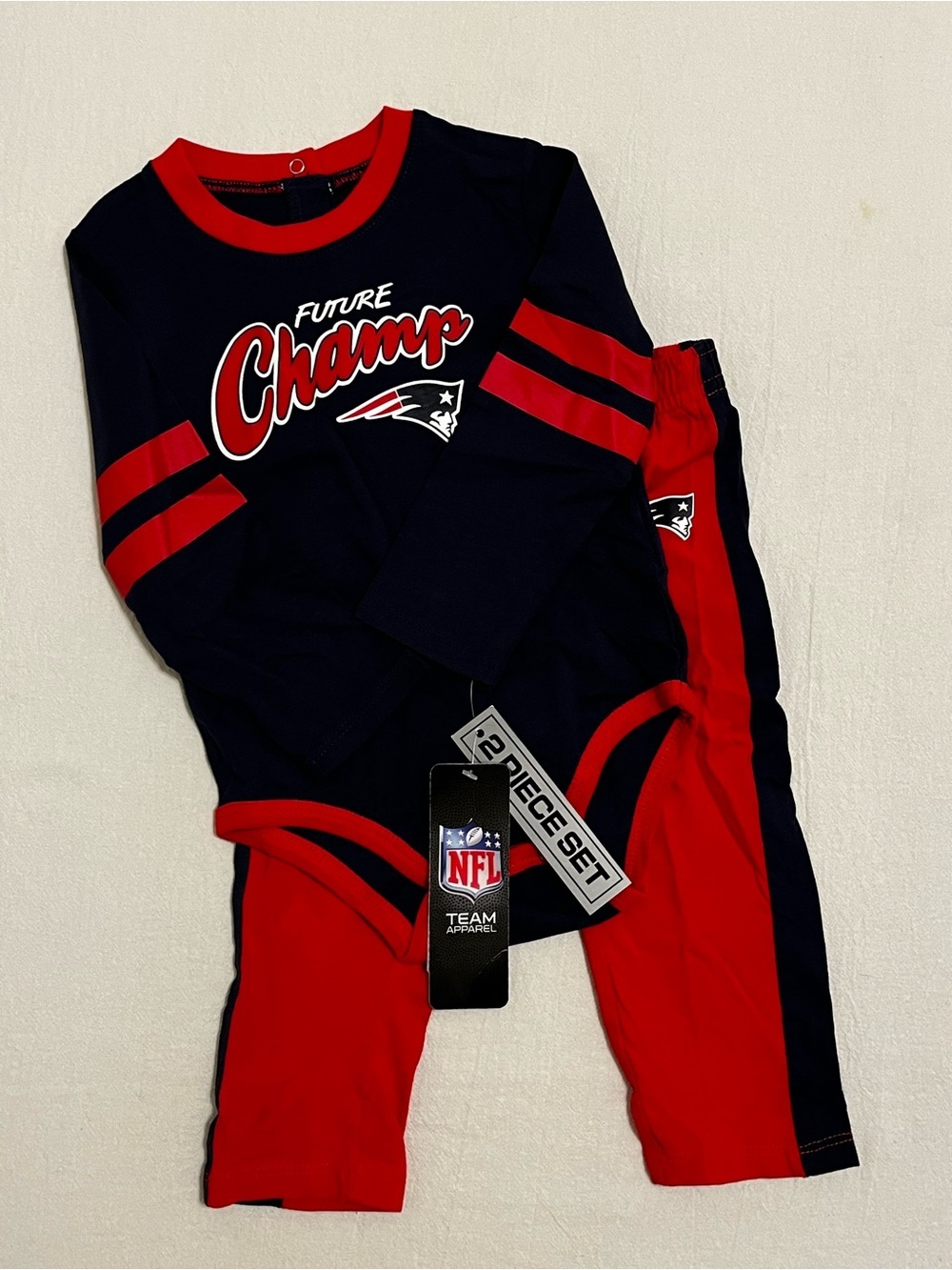 NWT NFL Patriots Two Piece Matching Set 18mo Future Champ Navy Red Shirt Pants